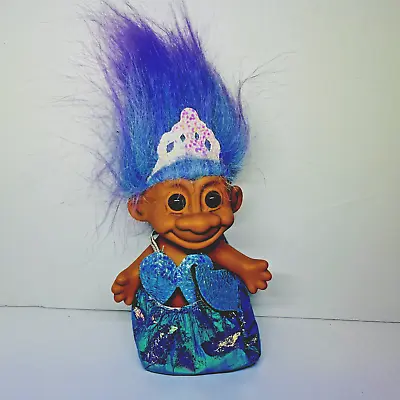 Russ Mermaid Troll Doll Blended Hair Vintage Rare 1980s Iridescent Sparkle Blue • $35