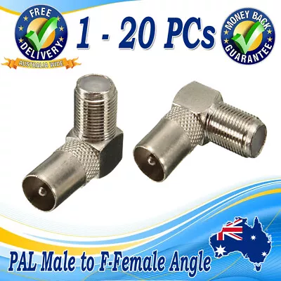 Pal Male To F-Type Female 90 ° Digital TV Antenna Connector Angle Aerial Adapter • $3.70