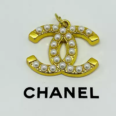 CHANEL Vintage Necklace Charm Parts Pearl X Gold  25 × 18mm With Engraving • $45.99