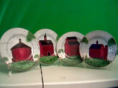 BARNS By Warren Kimble 8  Salad/Dessert/Luncheon Plates 1998 Set Of 4 • $30