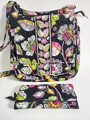 Vera Bradley Crossbody Messenger Shoulder Bag Tote And Wallet Moon Blooms Print • $34.99