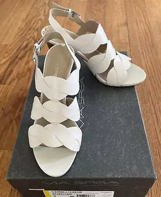 Via Spiga Ankle Strap Block Heel Leather Open Toe Sandals Made Italy 7.0 M • $19.99