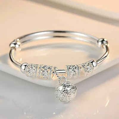 925 Sterling Silver Bangle Bracelet Women Girl Ladies Boho Charm Jewellery Gifts • £4.57