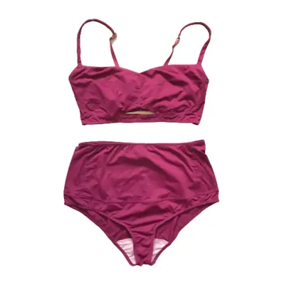 Malia Mills Damita Bikini Top Bamni Bottoms Swim Suit Womens 18 42 Purple Set • $88.74