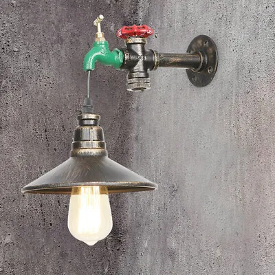 Industrial Water Pipe Wall Sconce Wall Mounted Steampunk Light Fixture Decor E27 • $27.98