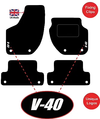 Volvo V40 2015 Onwards Tailored Carpet Car Floor Mats With Unique Logo & 8 Clips • $19.88