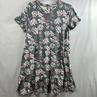 Loft XLM Maternity Tunic Dress Floral Shift Short Sleeve Green • $15.73