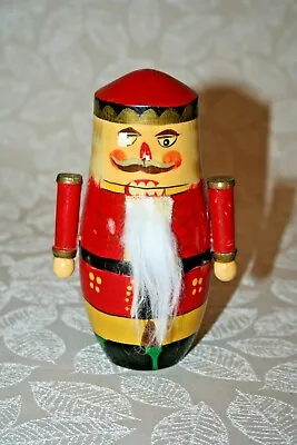 Vintage 5.5  Hand Painted 5-Piece Red Nutcracker Santa Russian Stacking Doll Set • £28.64