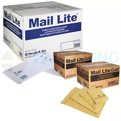 Mail Lite / Lites Padded Bags Envelopes 'all Sizes' +24h Courier - White & Gold • £13.96