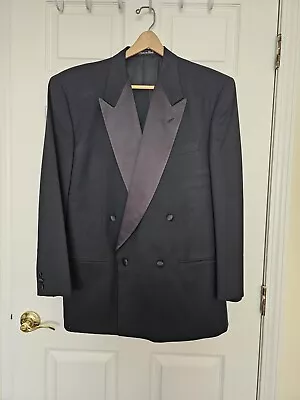 Vtg Giorgio Armani Double Breasted Tuxedo 44R 42x29 Peak Lapel Armani Mani Tux  • $275