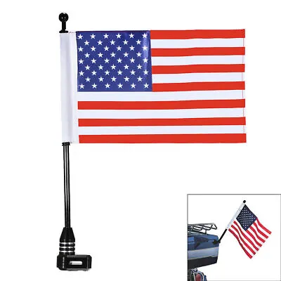 Black Universal Motorcycle American USA Flag Pole Luggage Rack Mount For Hionda • $14.69