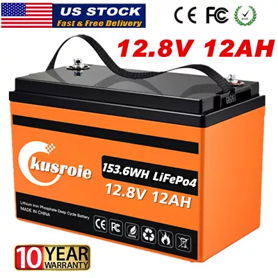 12V 12Ah LiFePO4 Lithium Iron Rechargeable Battery For RV Marine Off-Grid Solar • $41.11