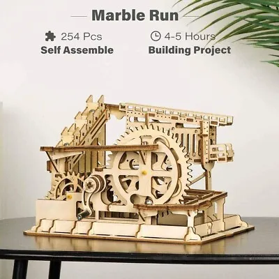 ROKR 3D Wooden Puzzle Marble Run Game Model Kits DIY Lift Coaster Laser-Cut Toys • £39.99