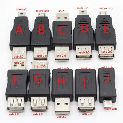 OTG Micro Mini USB Changer Adapter Converter Male To Female USB 2.0 Plug Jacks • $1.88