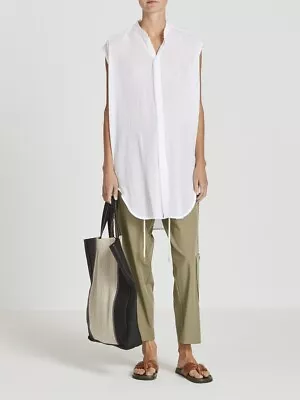 Bassike White Gauze Sleeveless Longerline Shirt XS/S RRP295 NEW • $175