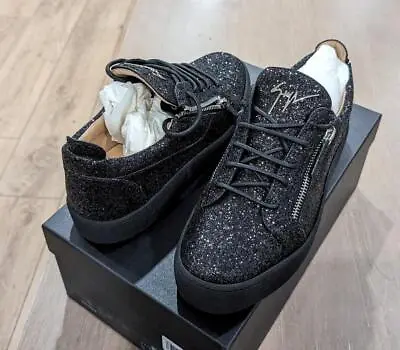 $695 Mens Giuseppe Zanotti Glitter Low-Top Sneakers Black 43.5 US 10.5 • $390.99