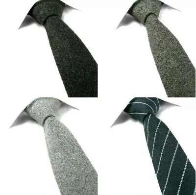 £8.41 • Buy Wool Tie Tweed Check Twill Stripe Skinny Slim Grey Red Silver Plaid Herringbone