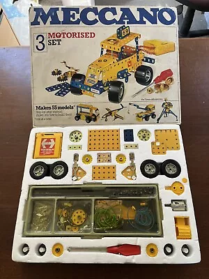 £47.50 • Buy Vintage Meccano Motorised  Set 3, 1978, 100% Complete In Box With Manuals (F)