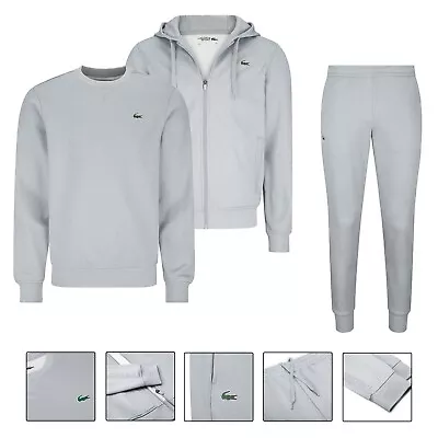 £50 • Buy Men's Lacoste Poly Fleece Tracksuit Set Grey Hoodie Sweatshirt Joggers