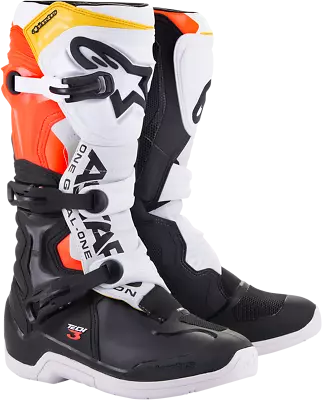 Alpinestars Tech 3 Offroad Motocross Boots Black/White/Orange 2013018-1238 • $164.99