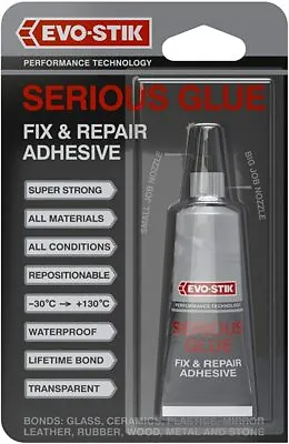 Evo Stik Serious Glue Fix & Repair Adhesive Super Strong All Materials 33g • £8.49