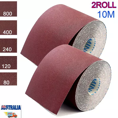 2 Roll 10M Sand Rolls Of Sandpaper Emery Cloth Sanding Strips Woodworking Paper • $31.52