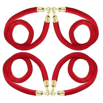 RealPlus 4pcs Red Velvet Stanchion Ropes With Gold Hooks10 Feet Stanchion Queu • $51.48