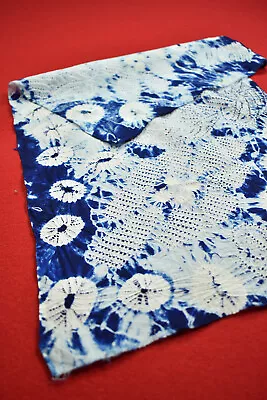 Vintage Japanese Fabric Cotton Antique Patch Indigo Blue SHIBORI 26.8 /TX30/35 • $4.99