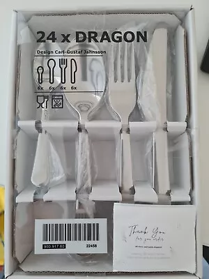 New IKEA Dragon 24-Piece Cutlery Set For 6 People Stainless Steel - 900.917.60 • £32.99