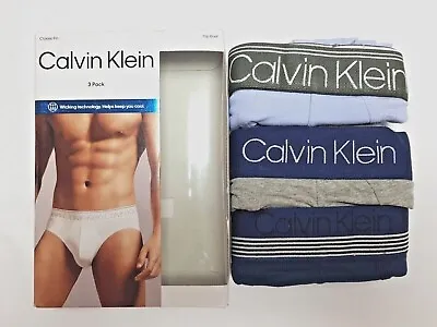 3 X Calvin Klein Men's Cotton Stretch Hip Briefs CK Wicking Technology Underwear • $49.95
