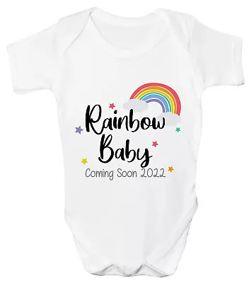 £5.99 • Buy Personalised Rainbow Baby Grow Announcement Bodysuit Customised Vest Gift
