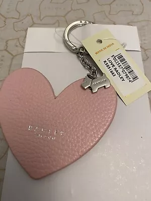 £13.99 • Buy Radley London Pink Love Heart Large Keyring - Leather, Chrome Metal Dog Tag BNWT