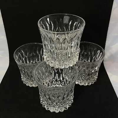 Vintage Old Fashion Heavy Pressed Glass Whiskey Glasses Starburst  Lot Of 4 • $12.48