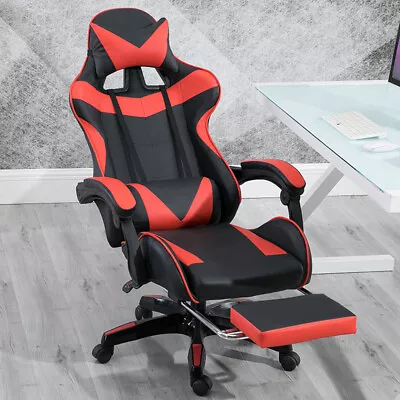$118.88 • Buy Deluxe Gaming Office Chair Racing Computer Seat Executive Footrest PU Leather