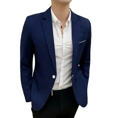 $65.44 • Buy Men's Casual One Button Slim Fit Long Sleeve Business Blazer Jacket Formal New L
