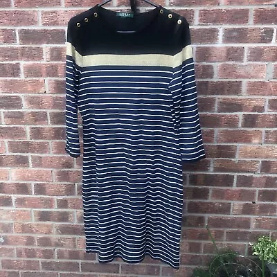 Ralph Lauren Ladies Size 16 Striped Nautical Dress • £12.99