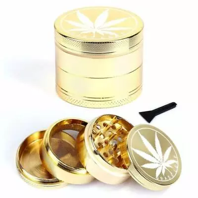 4-piece Herb Grinder Spice Tobacco Smoke Metal 50 Mm Crusher Leaf Design Uk Or • £8.99