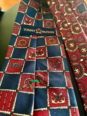 VINTAGE RARE TOMMY HILFIGER 100% Italian Silk Yacht Nautical Anchor/Knots Tie • $16.99