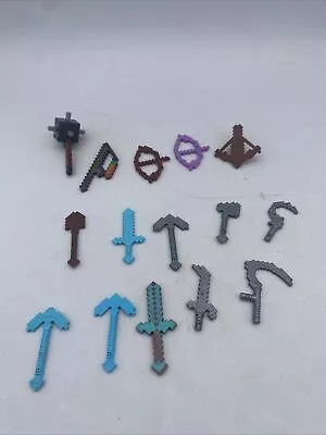 15 Minecraft Small Items And Weapons Swords Bows Fishing Pole Pick Axes Mace 1” • $14.97