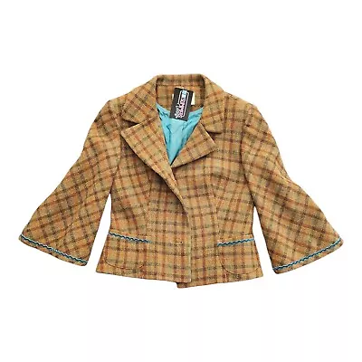 Vintage Harris Tweed Womens Size 12 Blazer Jacket Flared Cuffs Tartan  - 384A • £29.95