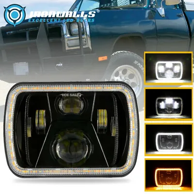 7x6  5x7 LED Square Headlight DRL Turn Signal Light White & Amber 6000K Bulb • $39.99