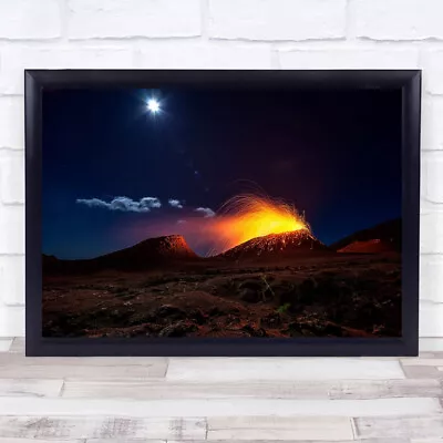 Lava Eruption Volcano Magma Fusion Night Mountain Drama Wall Art Print • $25.85