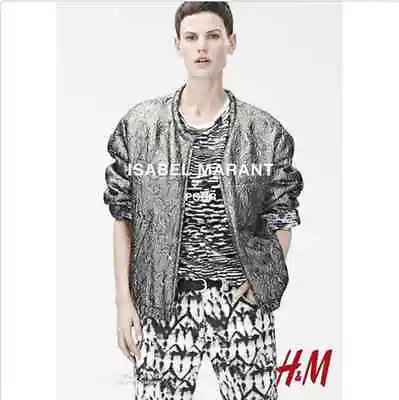  ISABEL MARANT X H&M Silver  Silk Lined Animal Print Bomber Jacket SZ US 4  • $229