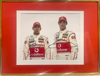 Lewis Hamilton Jenson Button F1 Hand Signed Framed Photo  40cm X 30cm & COA • £199.99