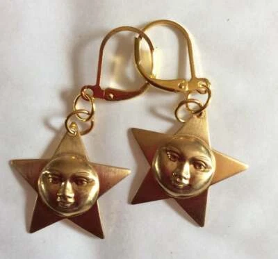 $2.45 • Buy Dangle,Moon And Star Earrings,Celestial Earrings , Moon& Star,Celestial Gift