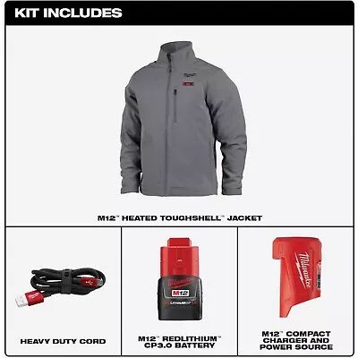 Milwaukee 204G-212X M12 Toughshell Men's Heated Jacket Kit - Size 2XL  Gray • $137.99
