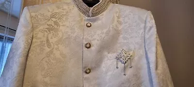 Mens Sherwani Off White Cream Size 40 Pristine Condition • £160