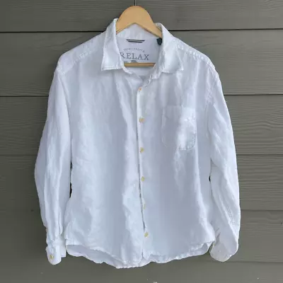 Tommy Bahama White Large Button Front 100% Linen Shirt • $60