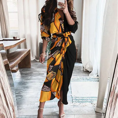 £13.99 • Buy UK Womens Summer V Neck Midi Dress Ladies Holiday Party Casual Dresses Plus Size