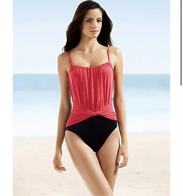 MAGICSUIT By Miraclesuit Jerry One Piece Swimsuit Colorblock Size 16 Twist Front • $35